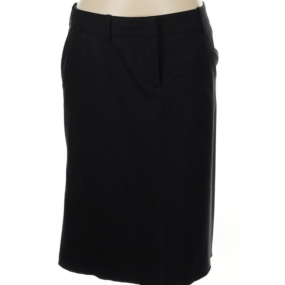 BCBGMAXAZRIA Wool Classic Black Knee Length Midi Pencil Skirt Women’s Size 6 S - Picture 1 of 7
